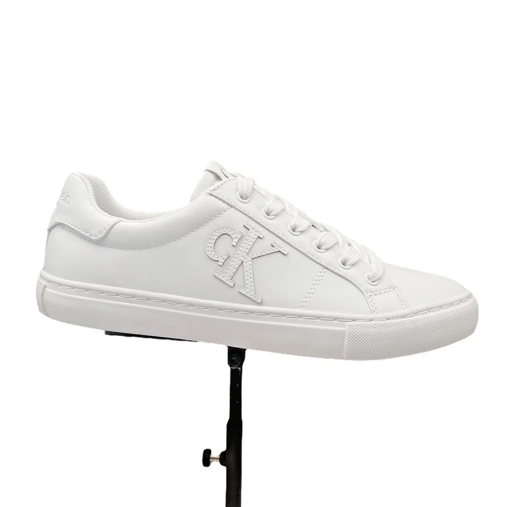 Calvin Klein Womens Calysse Casual Fashion Sneakers Size 9 White Low Top Lace up